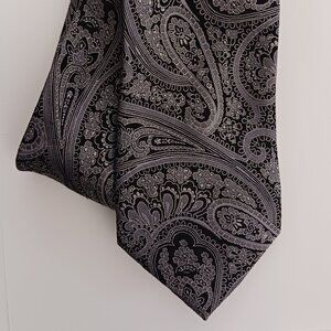 Joseph & Feiss Silver Black 100% Silk Men’s Neck Tie Formal Dress